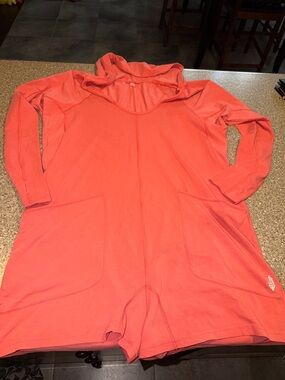 Free People Hot Shot Coral Hooded Romper